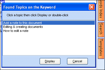 topics assigned to a keyword