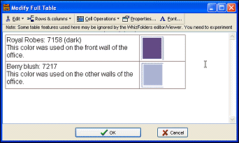 Table Tool in WhizFolders