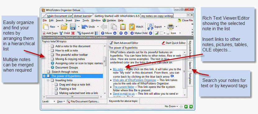 AvniTech WhizNote - Free Note Organizer, Text Editor for Windows