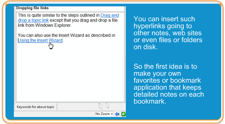 WhizFolders also has features to link up your notes when taking notes